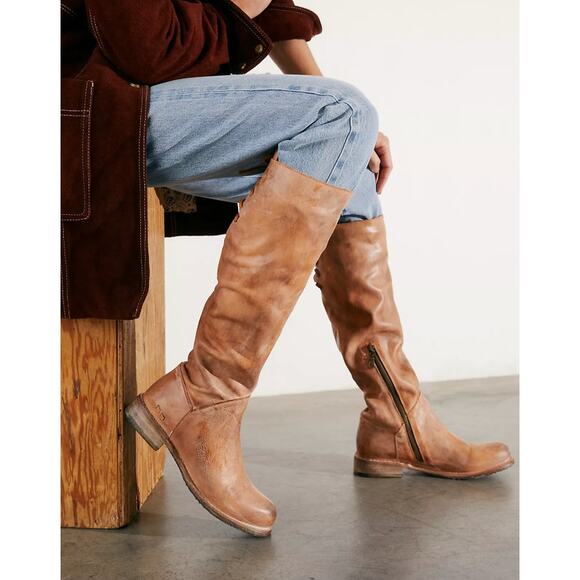 Bed Stu Manchester Over the Knee Boot Leather Tan Riding Equestrian Womens 10 - Picture 1 of 9